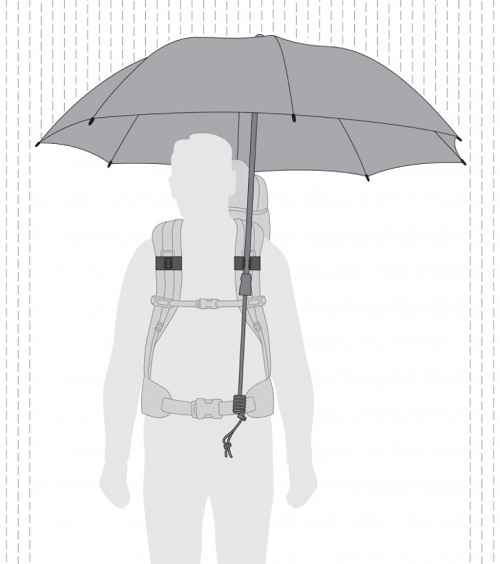 parapluie de randonnée avec les mains libres