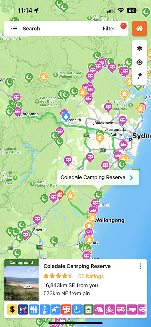 La carte sur Wikicamps