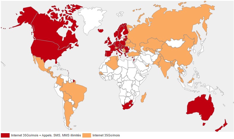 pays inclus dans le forfait Free Mobile 5G