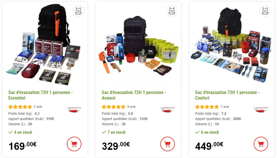 sac évacuation d'urgence